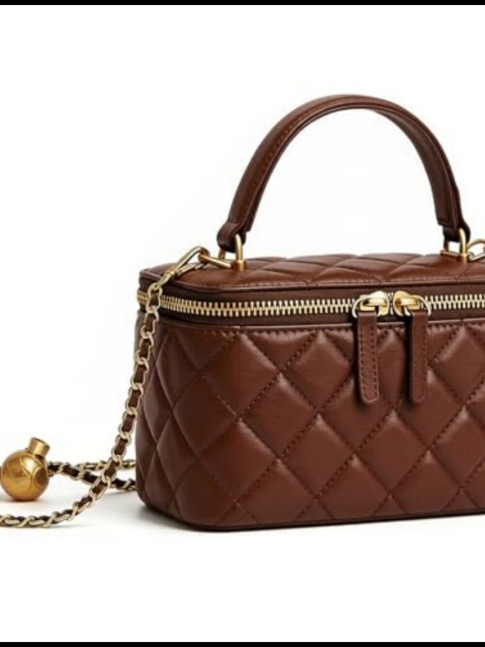 Quilted Crossbody Purse Vegan Leather Small Square Top Handle Bag with Chain